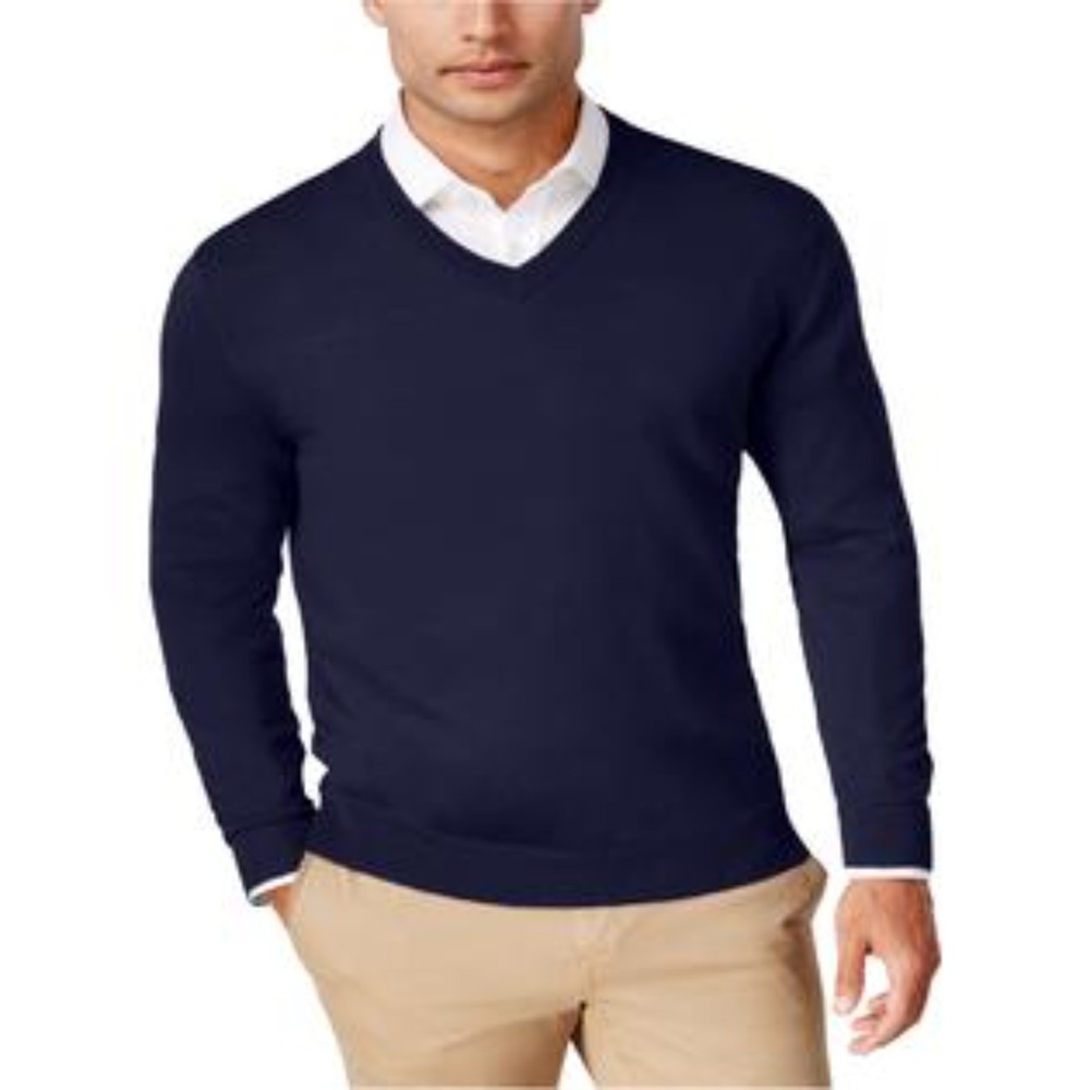 Club Room Merino Blend V-Neck Dark Taupe Men's Sweater XL